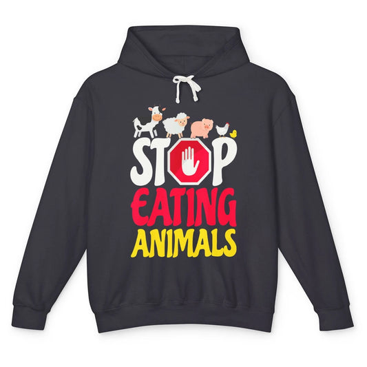 Stop Eating Animal Vegetable Minimal Vegan Healthy Lifestyle Unisex Lightweight Hoodie