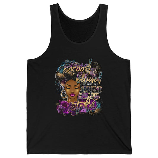 Afro Woman Blessed Is She Who Believed God African Christian Unisex Jersey Tank