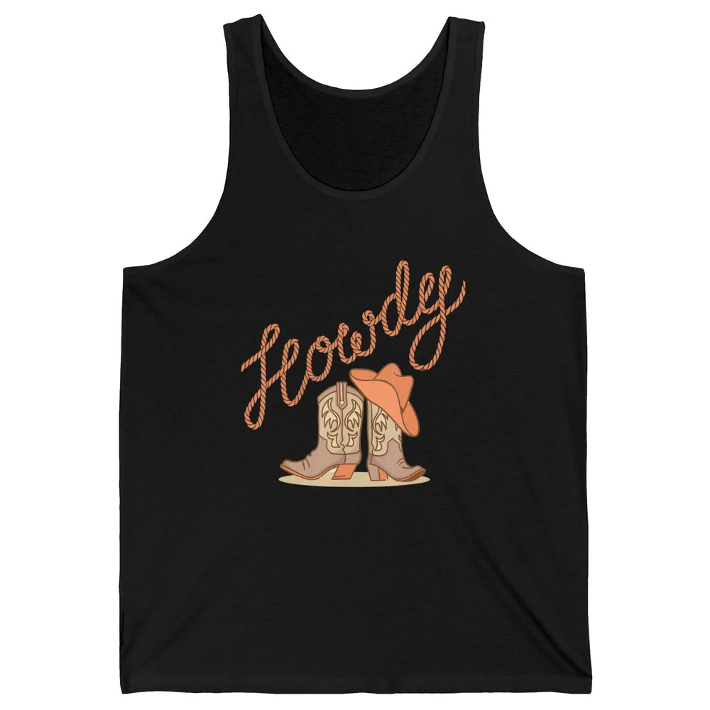 Vintage Cowboy Boots Howdy Rodeo Cowgirl Western Country Unisex Jersey Tank