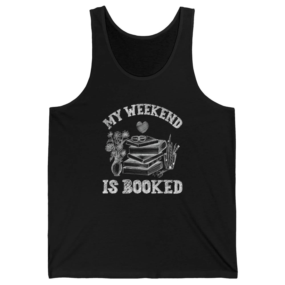 Weekend Booked Retro Book Reader Aesthetic Bookish Librarian Unisex Jersey Tank