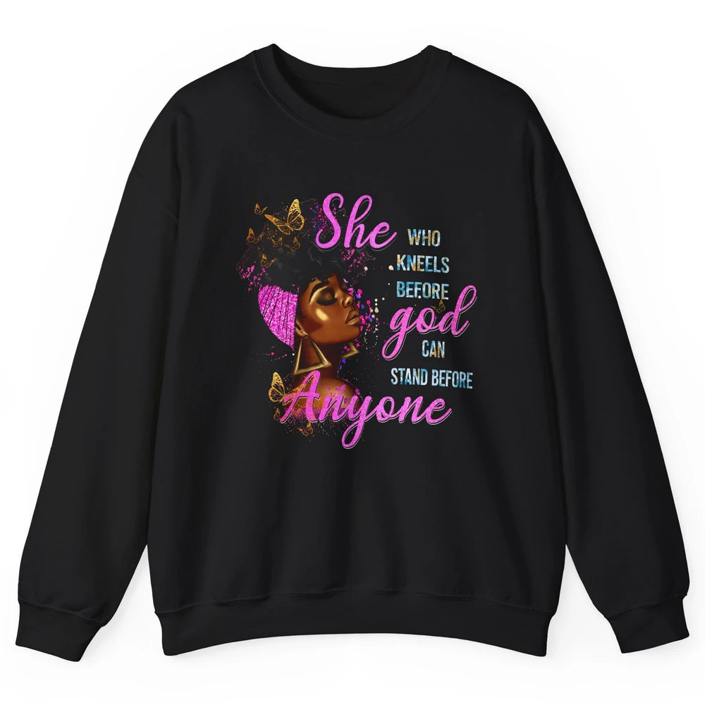 Black Girl She Who Kneels Before God Christian Afro Women Unisex Crewneck Sweatshirt