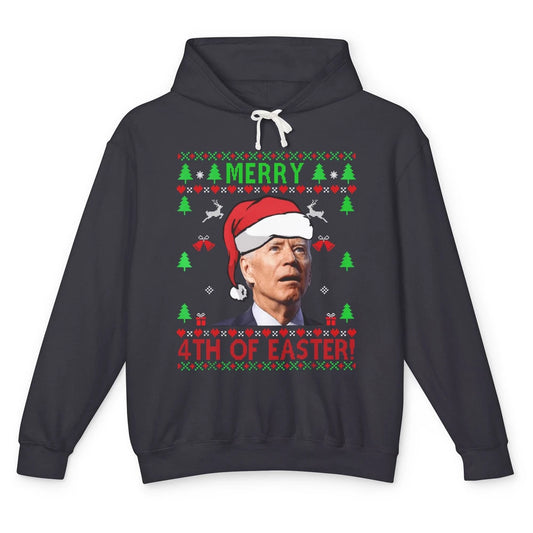 Funny Joe Biden Merry 4th Of Easter Christmas Anti Liberals Unisex Lightweight Hoodie