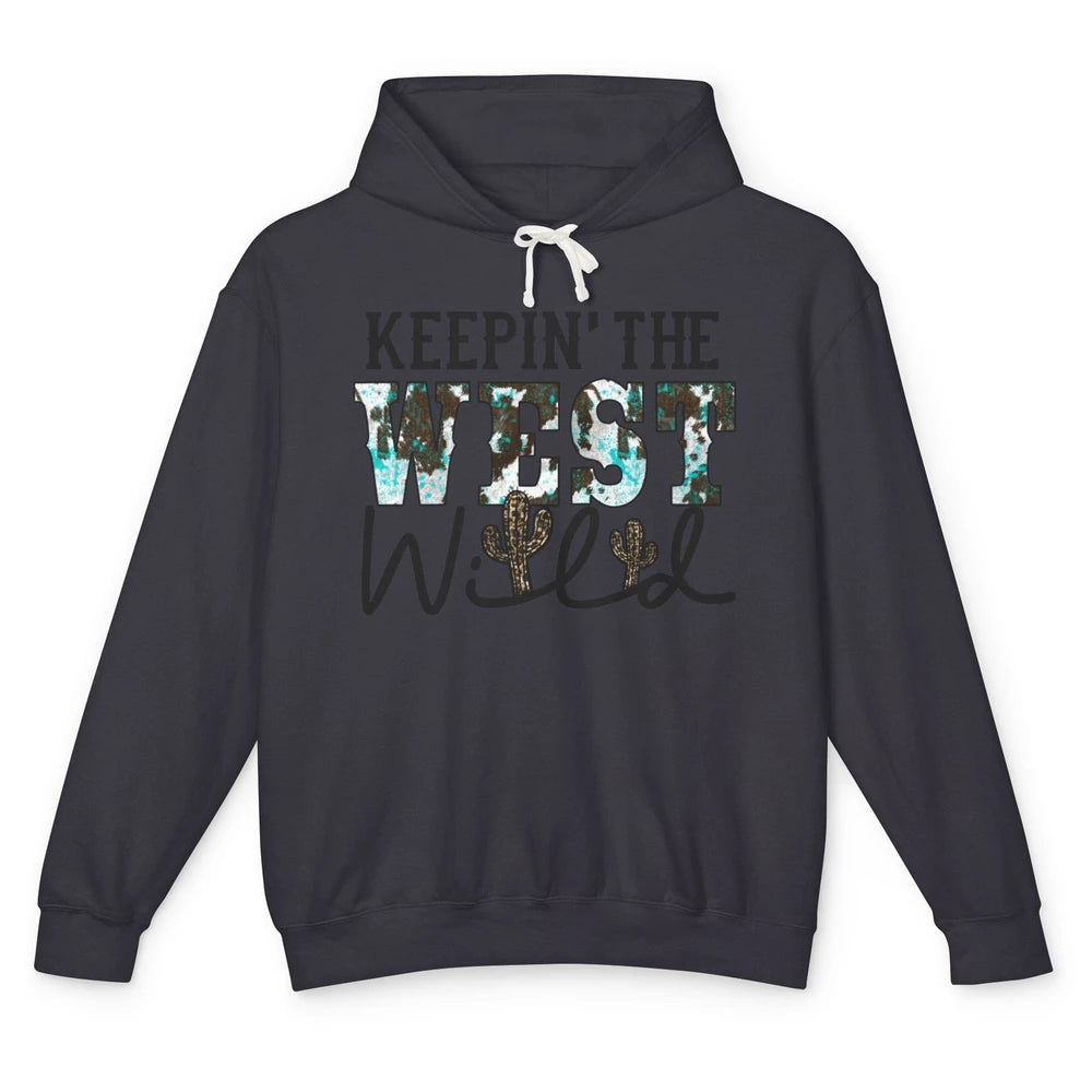 Leopard Cactus Keeping The West Wild Western Country Cowboy Unisex Lightweight Hoodie