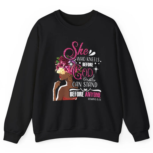 Black Girl She Who Kneels Before God Christian Afro Women Unisex Crewneck Sweatshirt