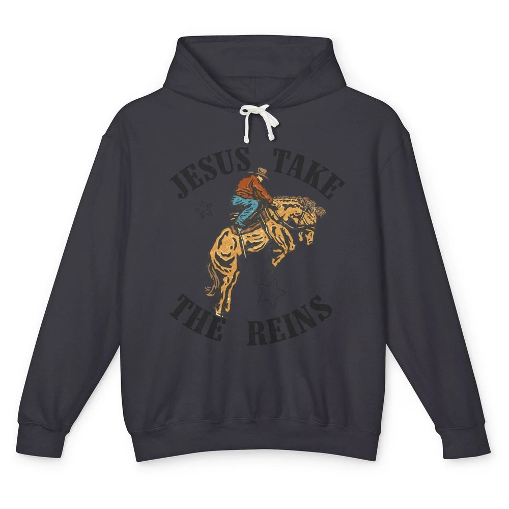 Rodeo Cowboy Horsing Jesus Take the Reins Western Country Unisex Lightweight Hoodie