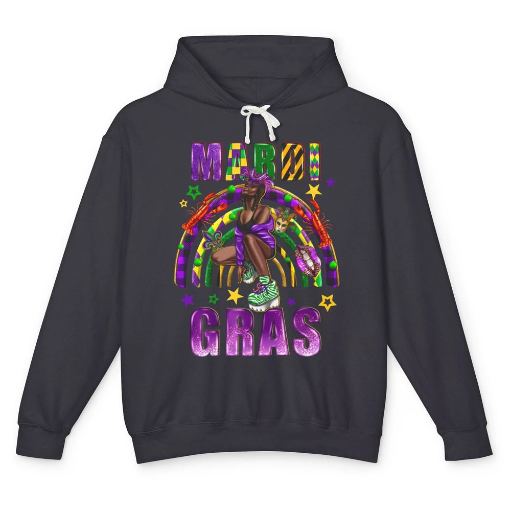 Mardi Gras Afro Woman Fat Tuesday New Orleans Carnivals Unisex Lightweight Hoodie