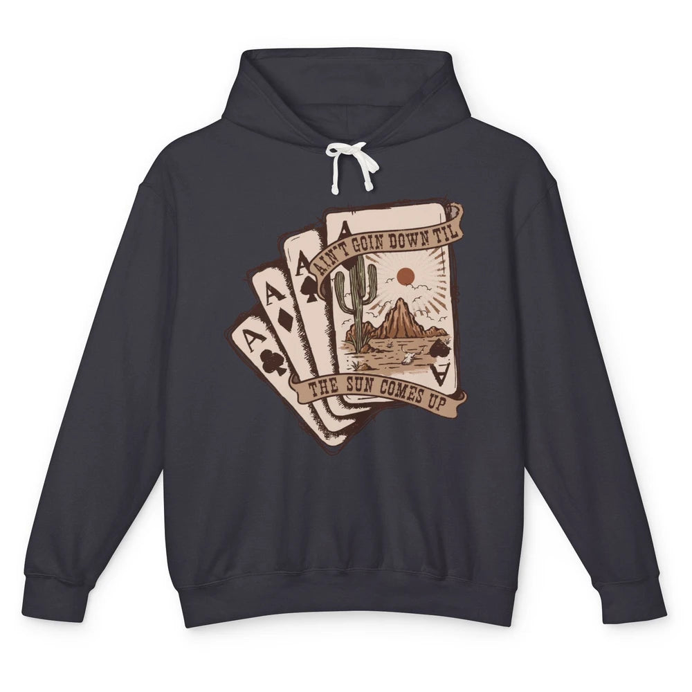 Retro Tarot Cart Desert Ain't Going Down Western Cowboy Unisex Lightweight Hoodie