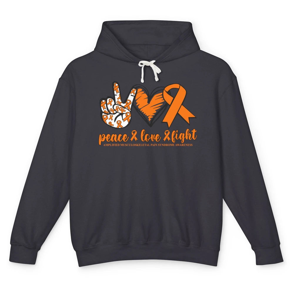 Amplified Musculoskeletal Pain Syndrome Peace Love Fight Unisex Lightweight Hoodie