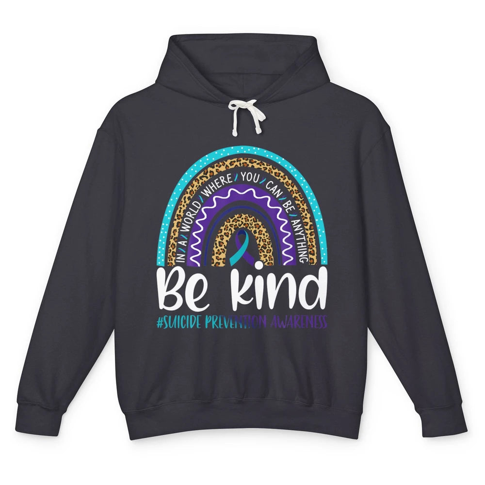 Be Kind Leopard Rainbow Suicide Prevention Awareness Month Unisex Lightweight Hoodie