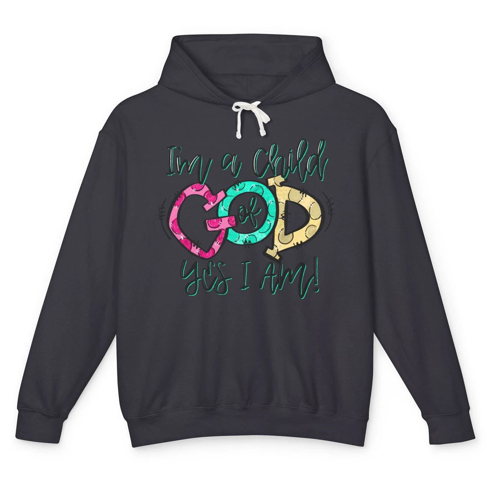 Christian I'm Child of God Hand Drawn Bible Verse Religious Unisex Lightweight Hoodie