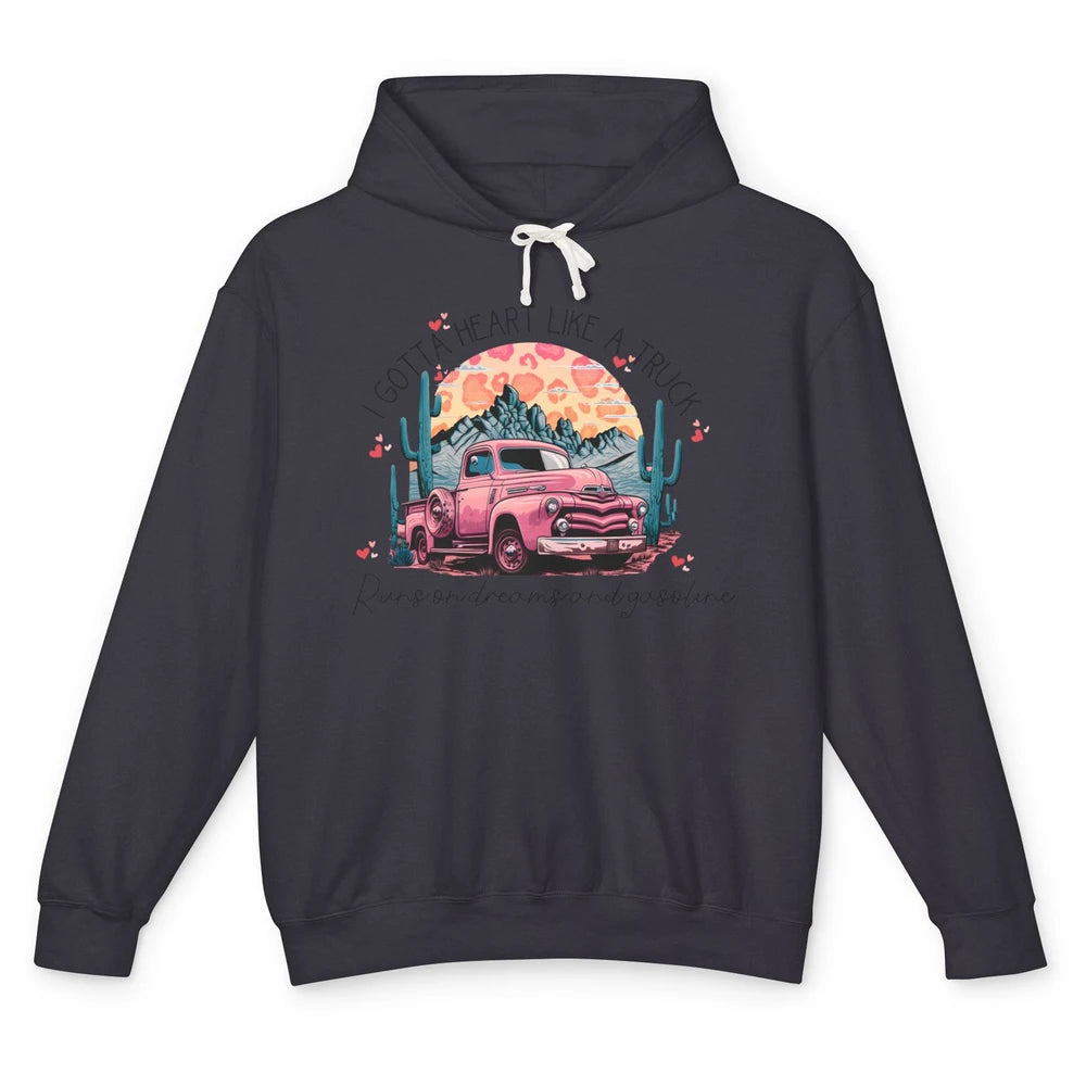 Retro Desert Cactus Got A Heart Like Truck Western Valentine Unisex Lightweight Hoodie