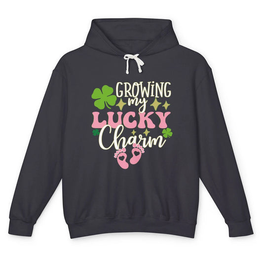 Growing Lucky Charm St Patricks Day Pregnancy Gender Reveal Unisex Lightweight Hoodie