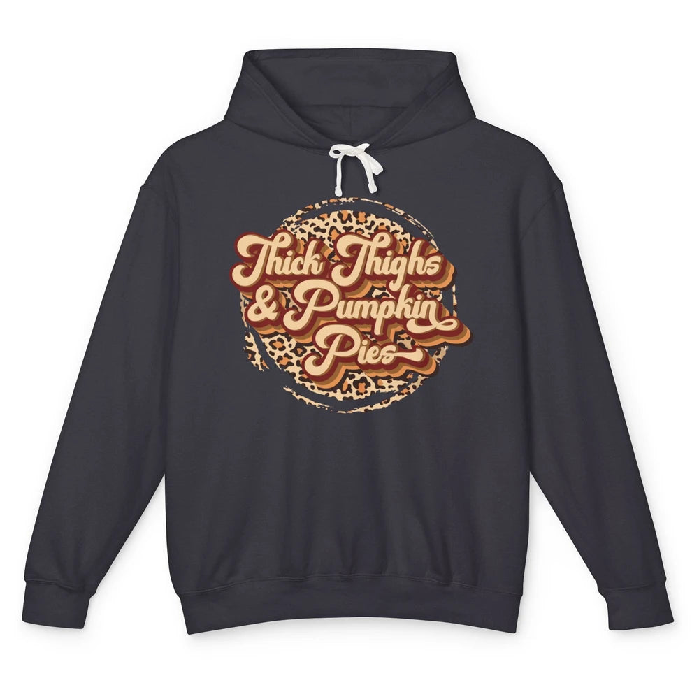 Leopard Thick Thighs and Pumpkin Pie Thanksgiving Halloween Unisex Lightweight Hoodie