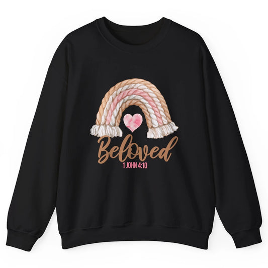 Beloved Christian Women Vintage Rainbow Bible Verse Heart Unisex Crewneck Sweatshirt