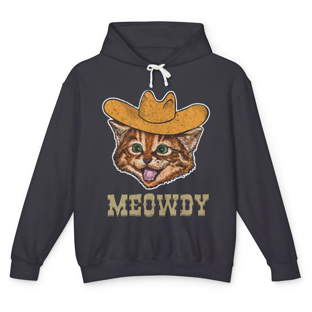 Funny Retro Cat Cowboy Meowdy Western Country Cat Lovers Unisex Lightweight Hoodie