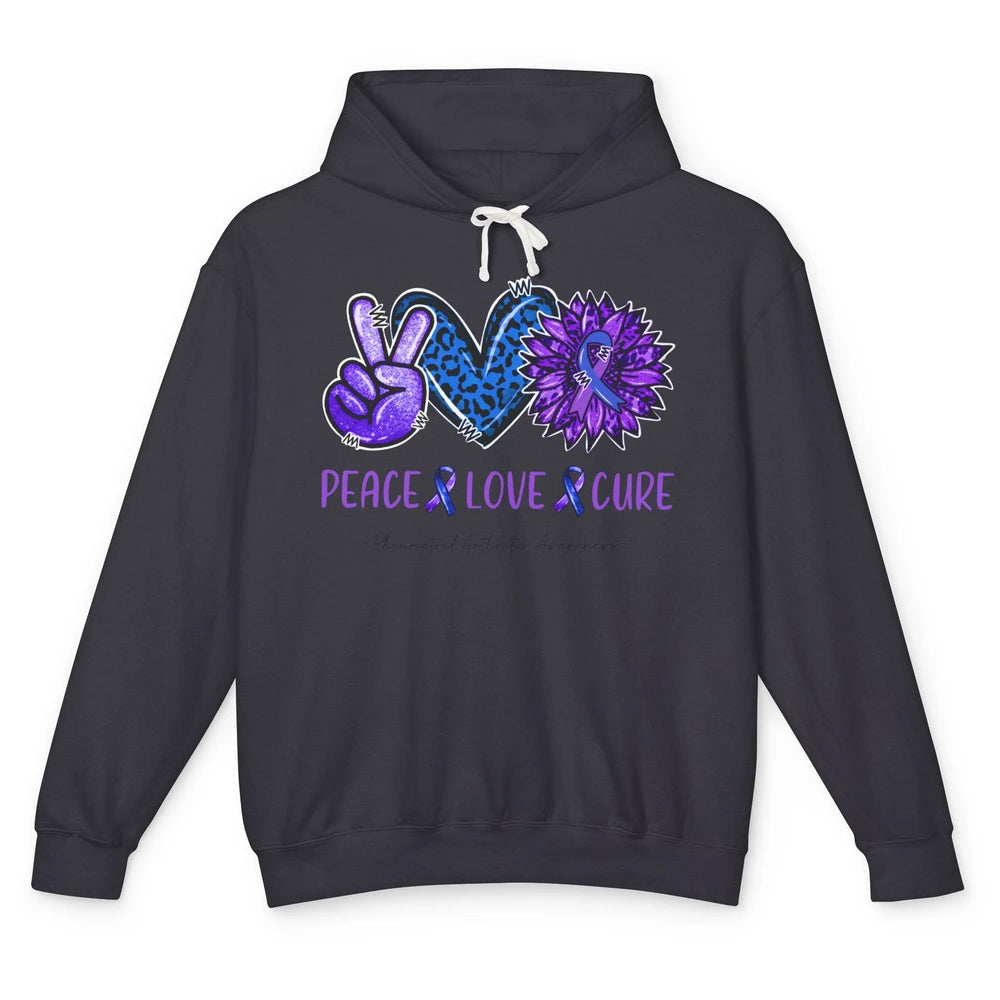 Rheumatoid Arthritis Ribbon Peace Love Cure Sunflower Unisex Lightweight Hoodie