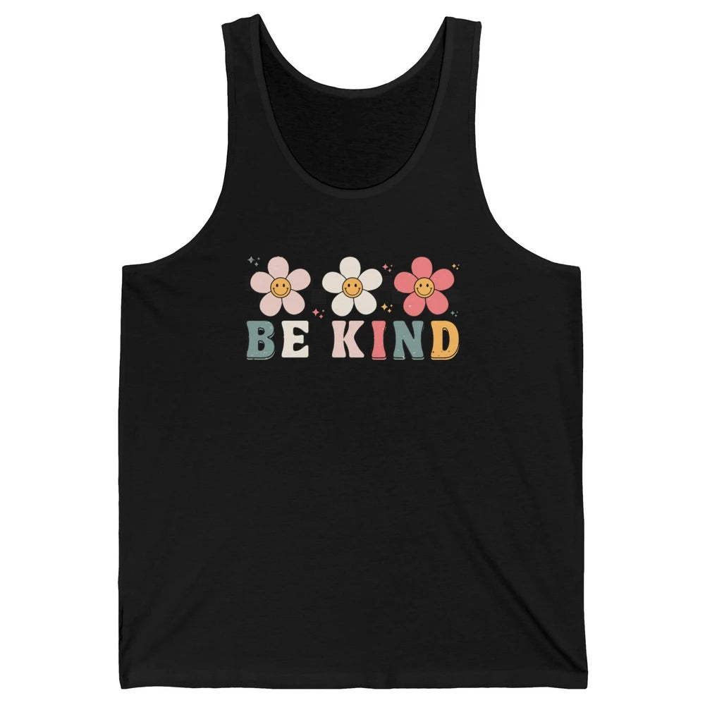 Be Kind Smiling Face Daisy Boho Mental Health Matter Retro Unisex Jersey Tank