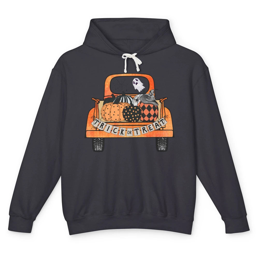 Retro Fall Pumpkin Truck Fall Halloween Trick Or Treat Gift Unisex Lightweight Hoodie