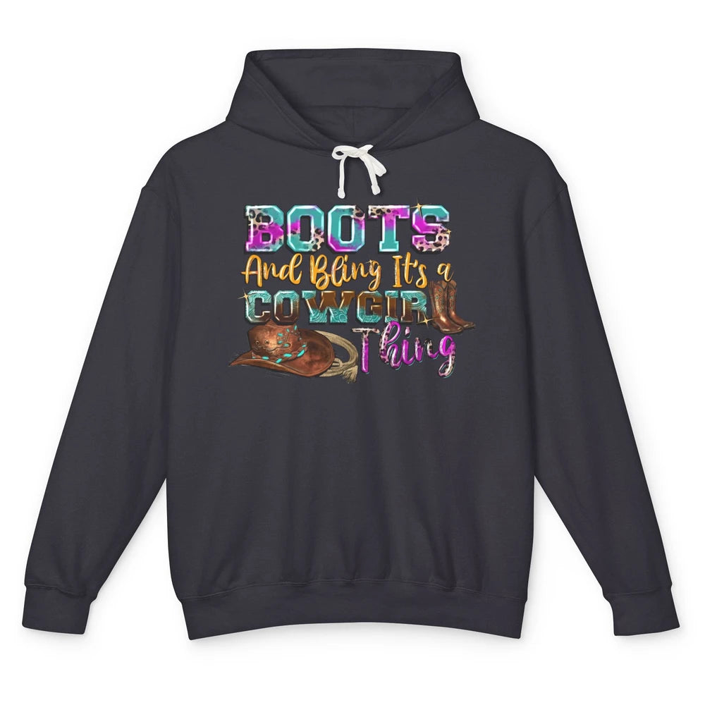 Leopard Boots And Bling It's A Cowgirl Thing Western Country Unisex Lightweight Hoodie