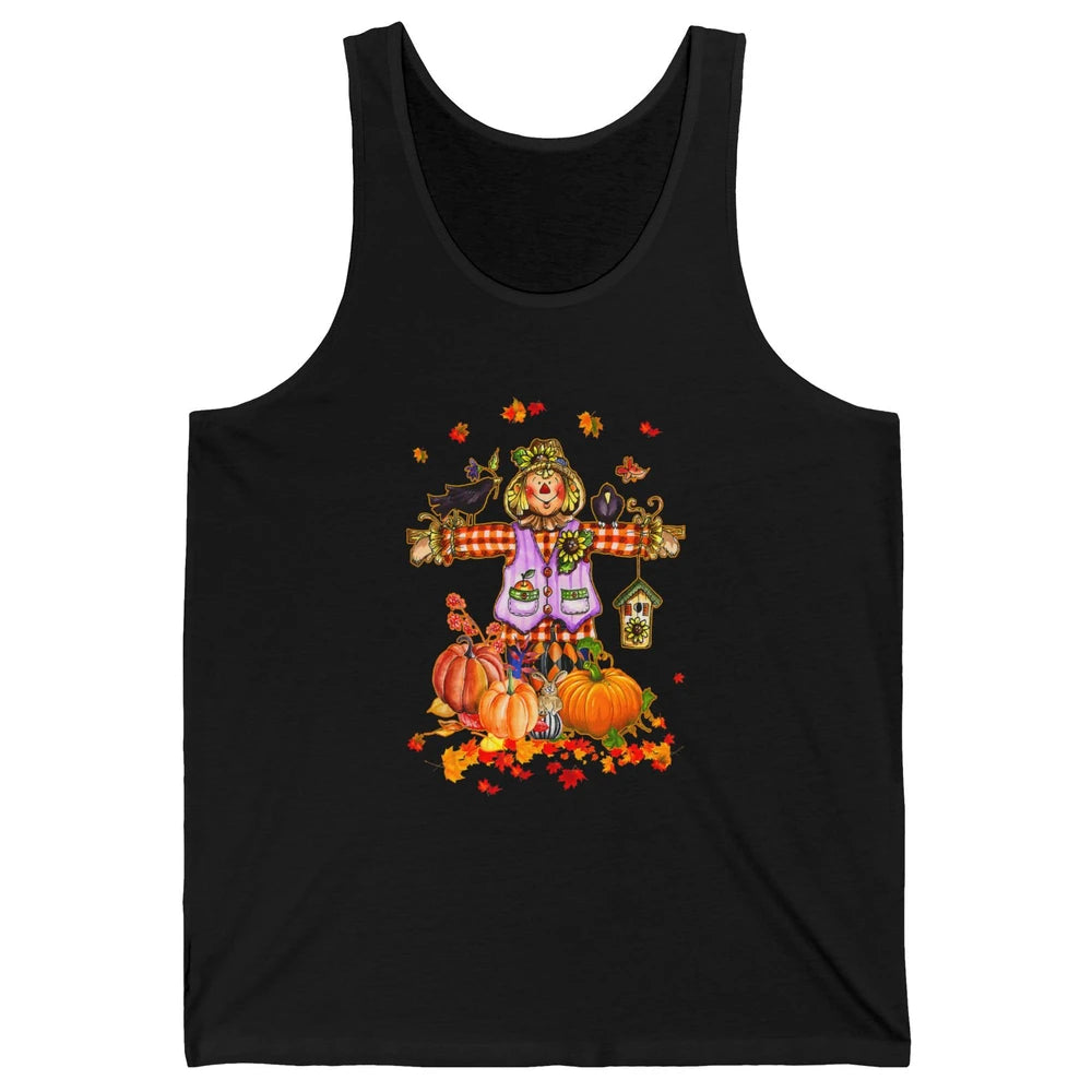 Scarecrow Autumn Hello Fall Pumpkin Thanksgiving Halloween Unisex Jersey Tank