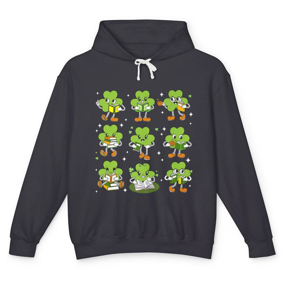 Teacher St Patrick Day Shamrock Reading Book Lucky St Paddy Unisex Lightweight Hoodie