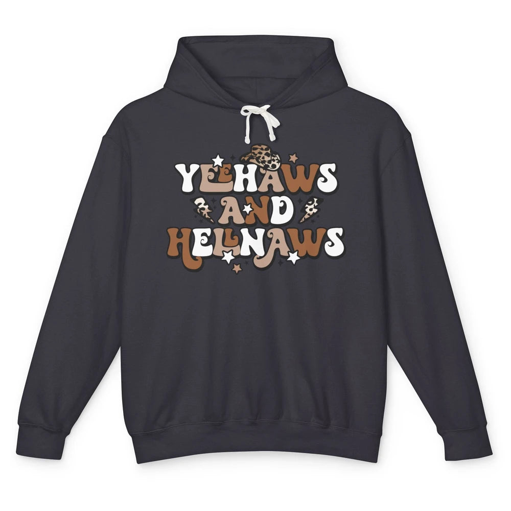 Leopard Yeehaws & Hellnaw Western Country Cowgirl Cowboy Hat Unisex Lightweight Hoodie