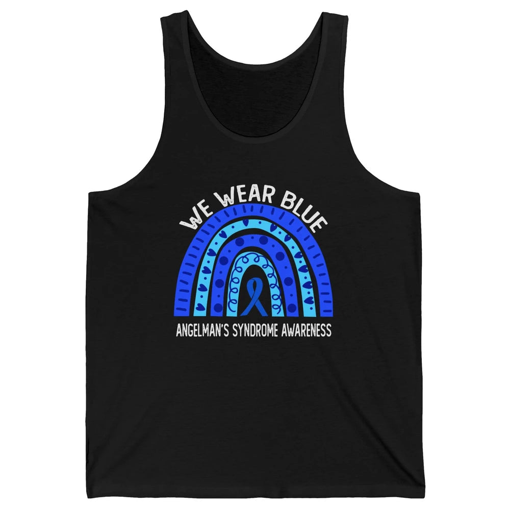 We Wear Blue For Angelman's Syndrome Blue Ribbon Rainbow Unisex Jersey Tank