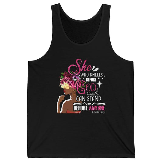 Black Girl She Who Kneels Before God Christian Afro Women Unisex Jersey Tank