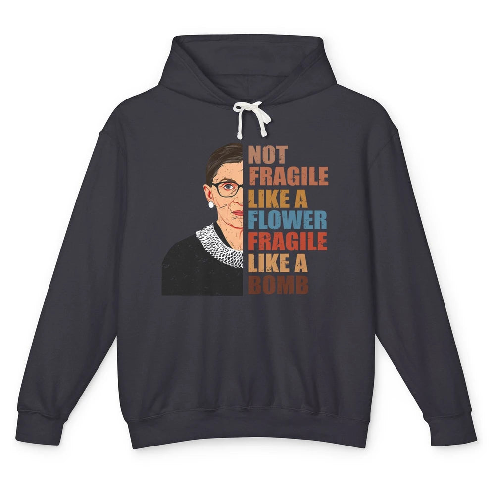 Retro Notorious RBG Fragile Like A Bomb Feminist Women Right Unisex Lightweight Hoodie