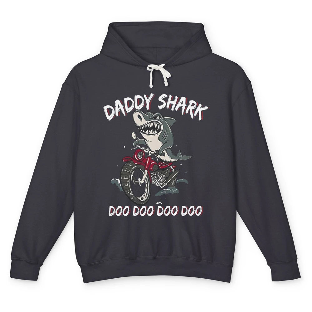 Mens Daddy Shark Motorcycle Funny Biker Dad Fathers Day Gift Unisex Lightweight Hoodie