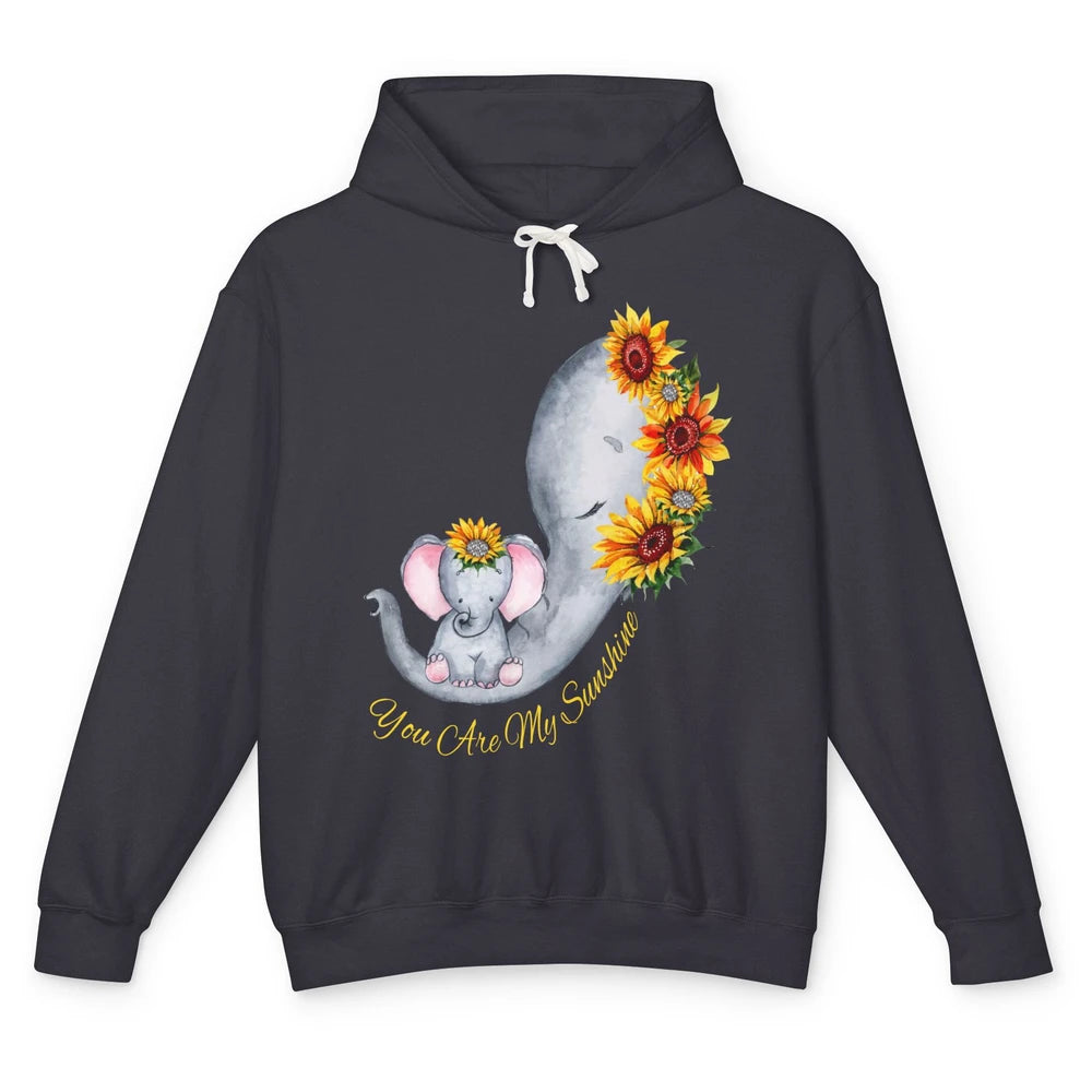 Sunflower Baby Elephant You Are My Sunshine Elephant Mom Unisex Lightweight Hoodie