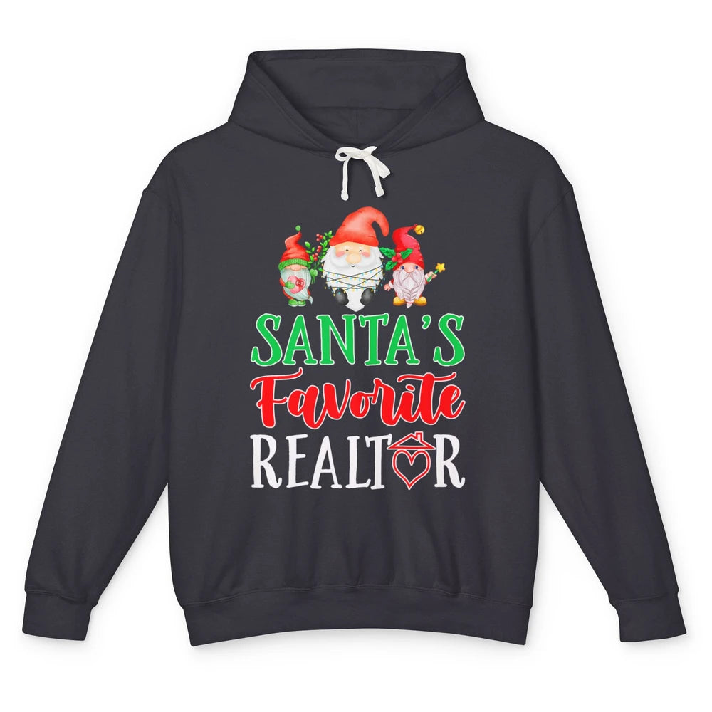 Christmas Xmas Gnomes Santa Favorite Realtor Real Estate Unisex Lightweight Hoodie