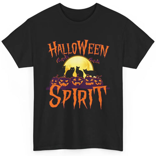 Black Cat Pumpkin Halloween Spirit Moon Night Cat Lover Gift Classic Unisex T-Shirt