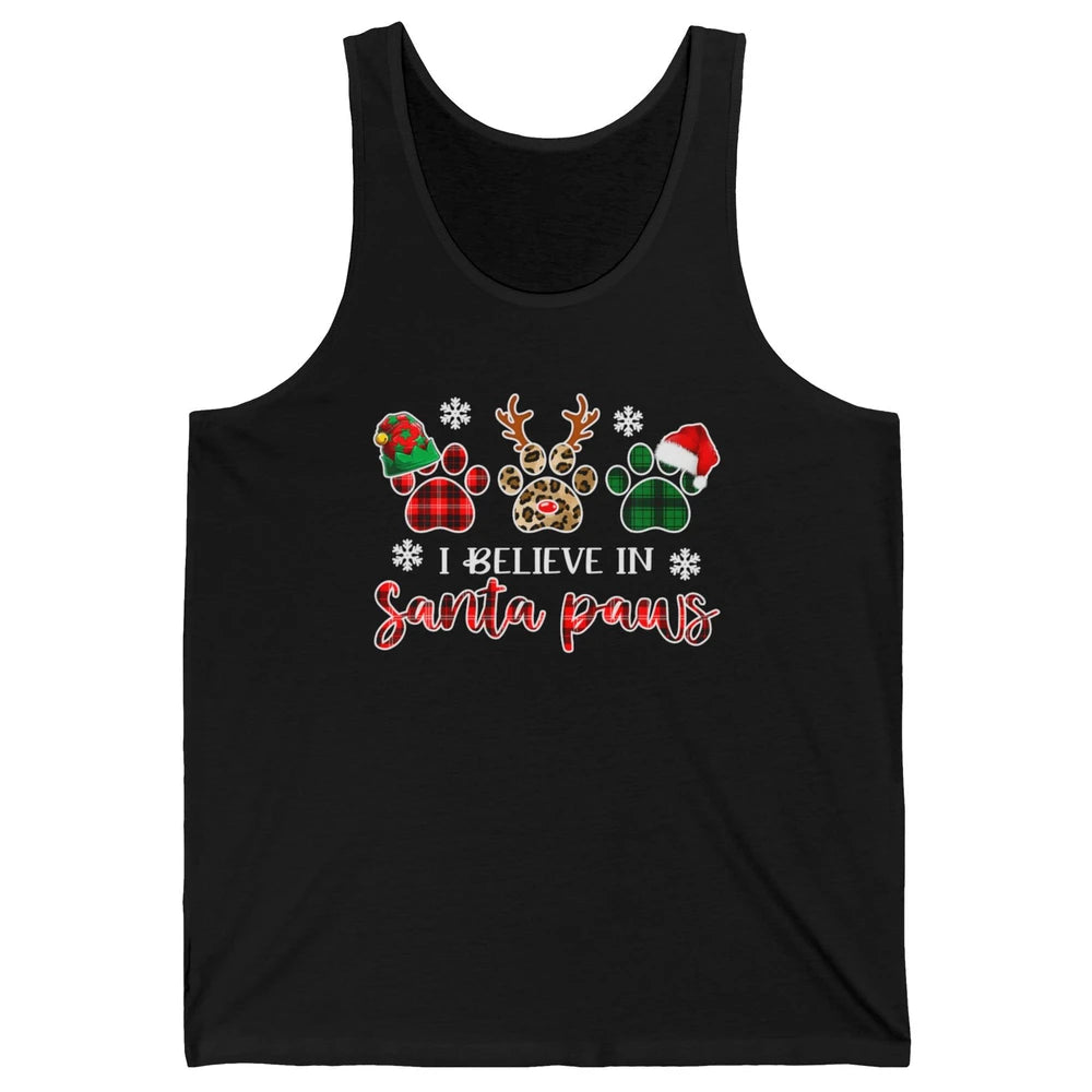 Merry Christmas Dog Paw Leopard Buffalo Plaid Xmas Santa Hat Unisex Jersey Tank