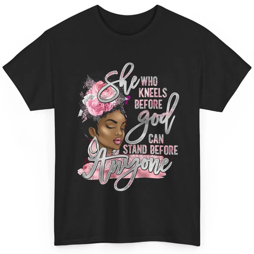 Black Girl She Who Kneels Before God Christian Afro Women Classic Unisex T-Shirt