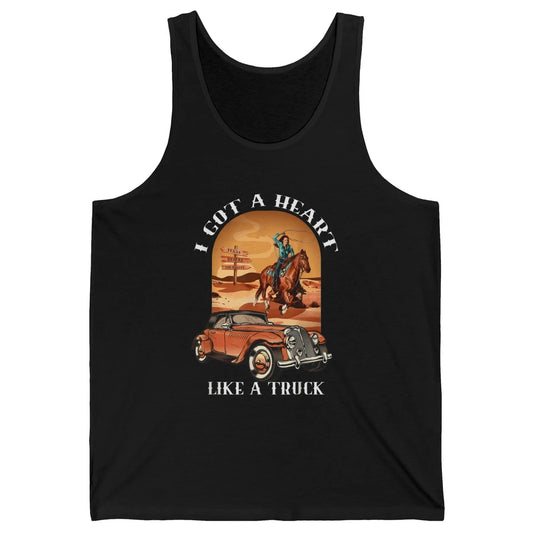 Western Country I Got Heart Like Truck Cowgirl Desert Sunset Unisex Jersey Tank