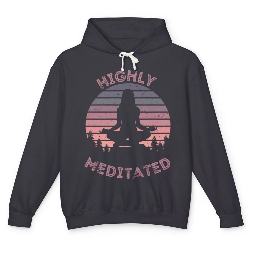 Vintage Woman Doing Yoga Highly Meditated Meditation Lovers Unisex Lightweight Hoodie