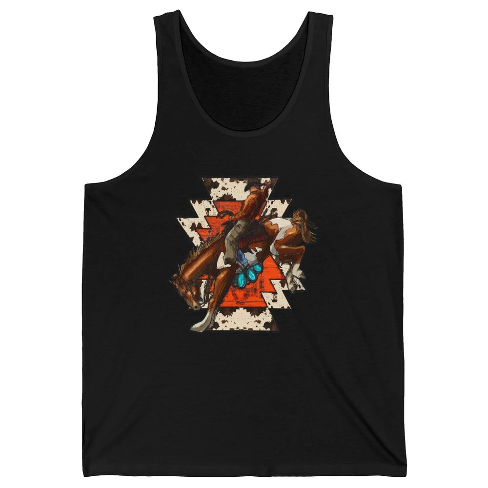 Aztec Cowhide Rodeo Hold Your Horses Cowboy Western Gemstone Unisex Jersey Tank