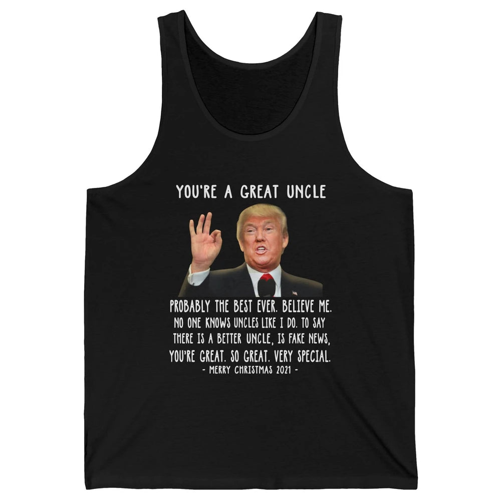 Funny Trump Speech Great Uncle Merry Christmas Uncle Gift Unisex Jersey Tank