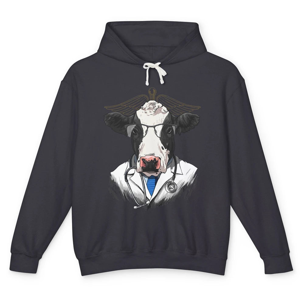 Funny Cow Vet Doctor Physician Surgeon Vet Tech Veterinarian Unisex Lightweight Hoodie