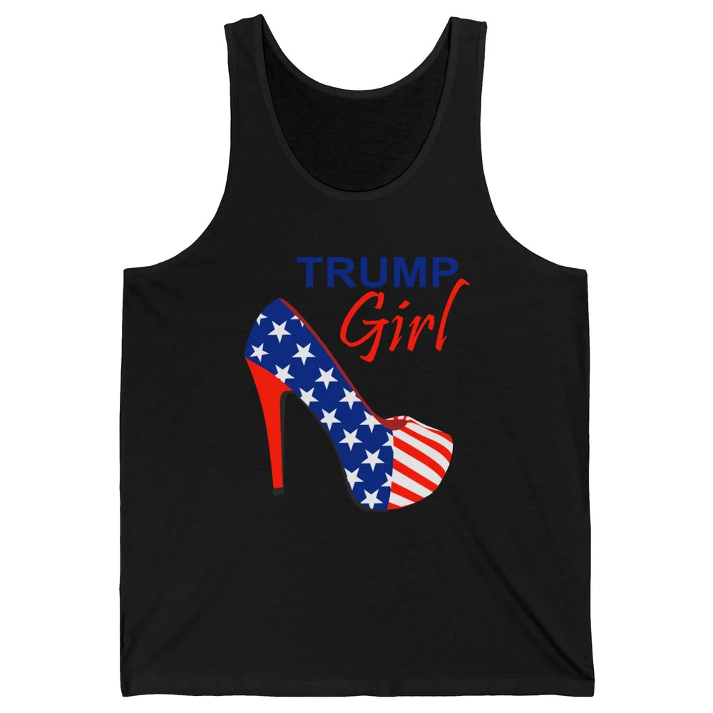 Trump Girl American Flag High Heels Republican Trump Support Unisex Jersey Tank