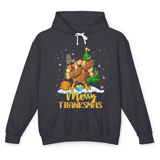 Funny Turkey Merry Thanksmas Christmas Thanksgiving Gift Unisex Lightweight Hoodie