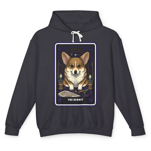 Corgi Witch The Hermit Tarot Card Halloween Corgi Dog Mom Unisex Lightweight Hoodie