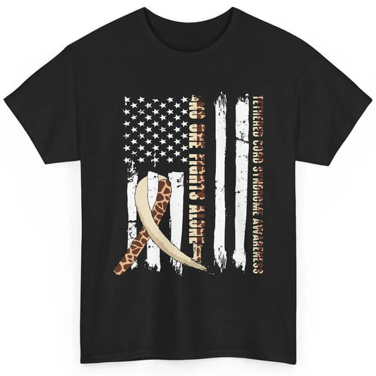 Tethered Cord Syndrome TCS Ribbon No One Fight Alone US Flag Classic Unisex T-Shirt