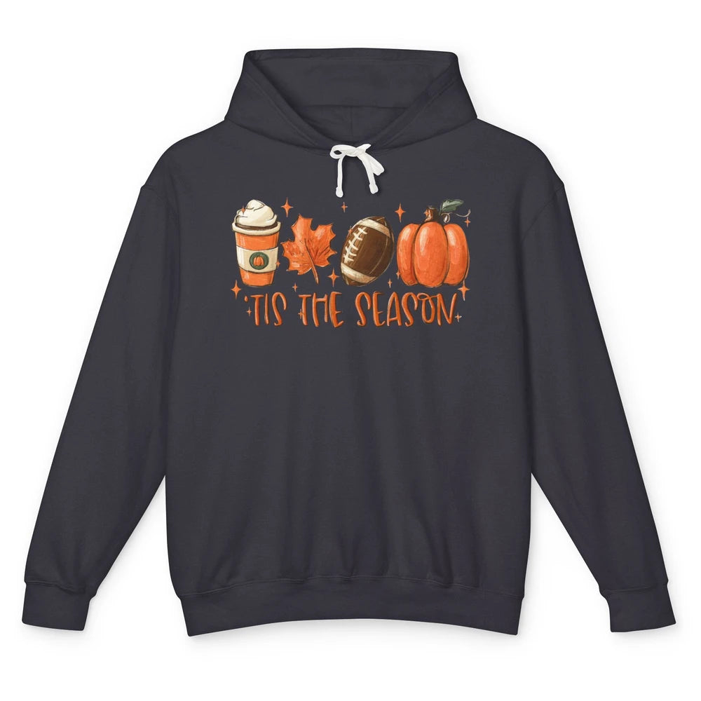 Pumpkin Spice Football Tis The Season Fall Thanksgiving Gift Unisex Lightweight Hoodie