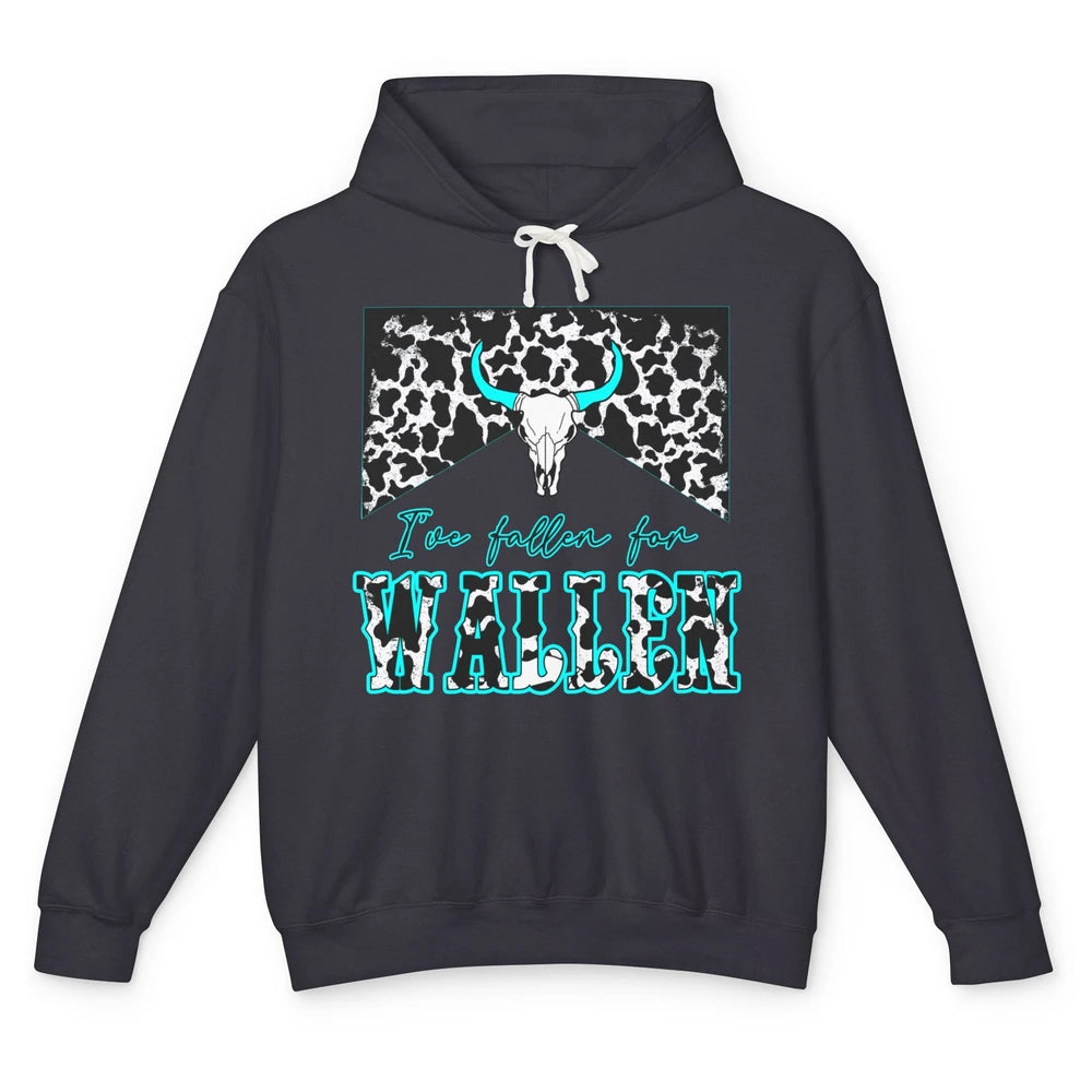 Leopard Turquoise Bull Skull I've Fallen For Wallen Western Unisex Lightweight Hoodie