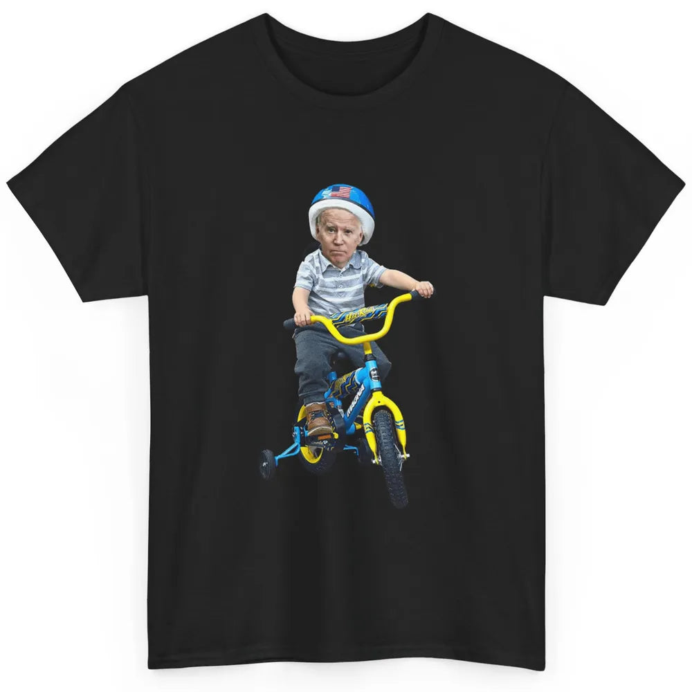 Baby Joe Biden Riding Tricycle Funny Bike Fall Meme Pun Vote Classic Unisex T-Shirt