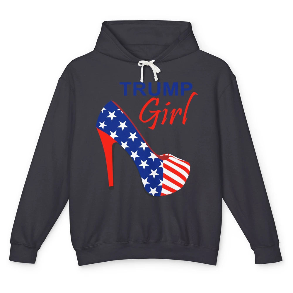 Trump Girl American Flag High Heels Republican Trump Support Unisex Lightweight Hoodie