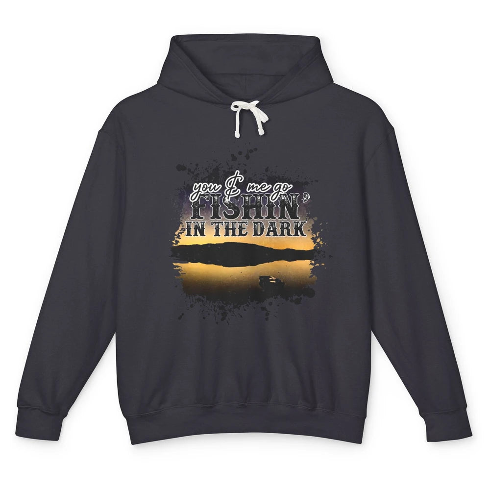 Retro Sunset You And Me Go Fishing In The Dark Western Unisex Lightweight Hoodie