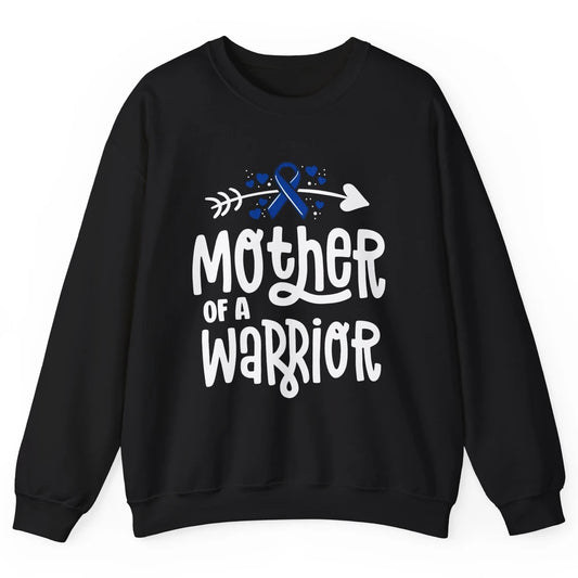 Warrior Mother Colon Cancer Colorectal Dark Blue Ribbon Unisex Crewneck Sweatshirt